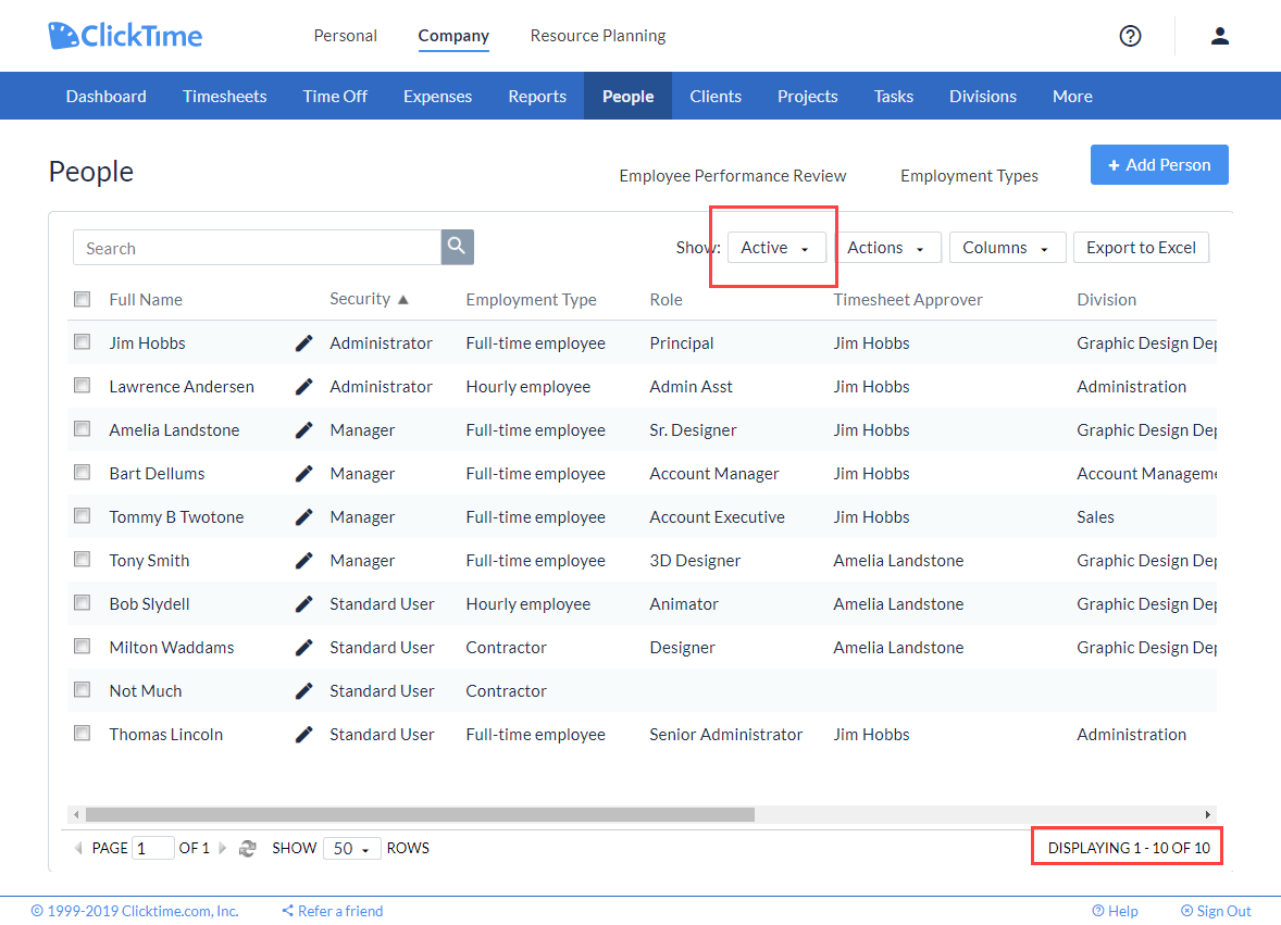 ClickTime time tracking dashboard