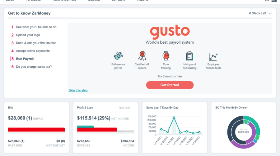 Gusto Dashboard Image