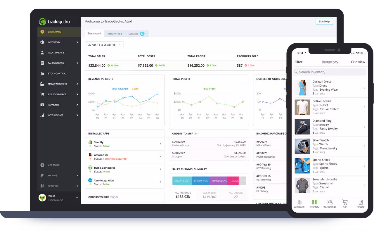 TradeGecko Dashboard TradeGecko Dashboard