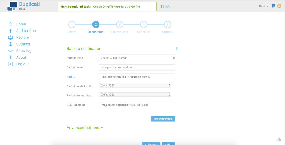 Duplicati Screenshot 1