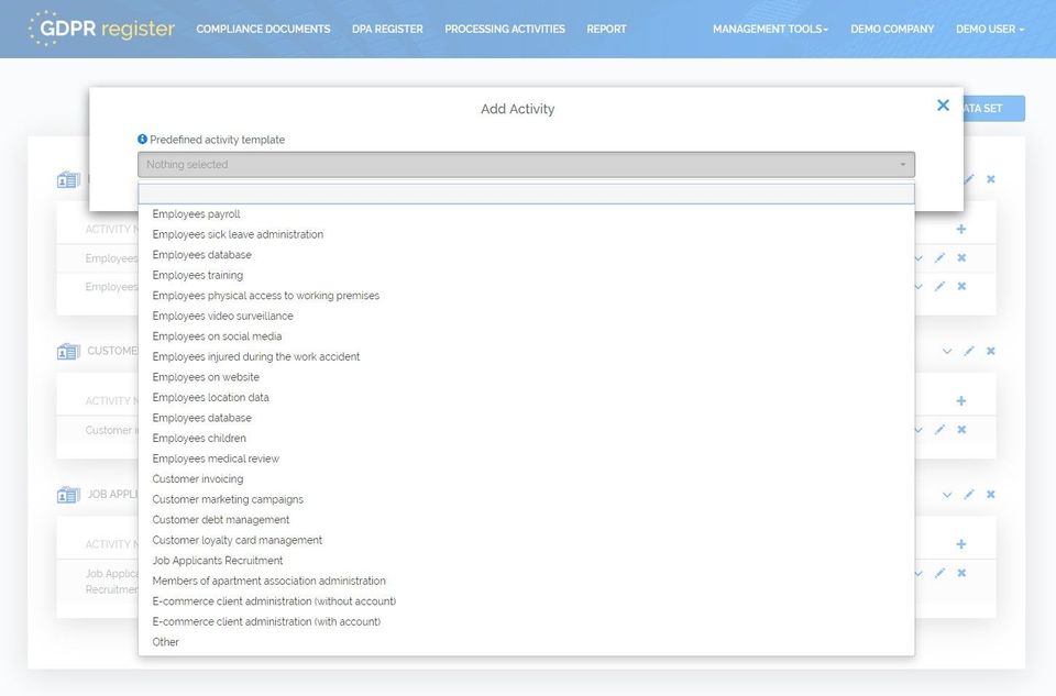 GDPR Register Screenshot 3