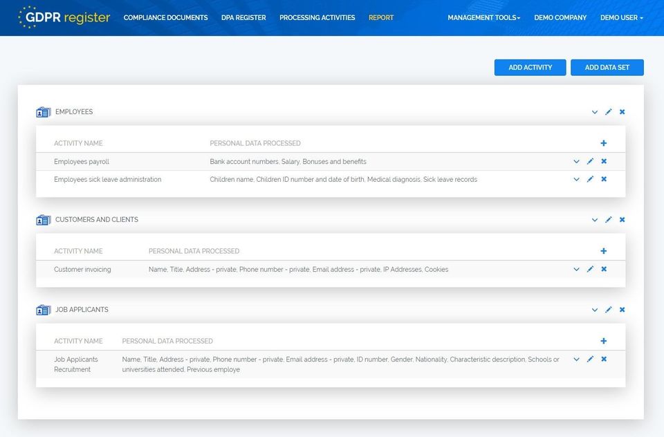 GDPR Register Screenshot 4