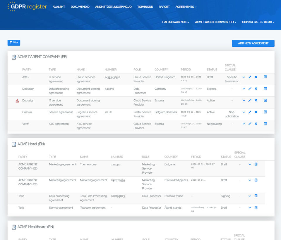 GDPR Register Screenshot 5