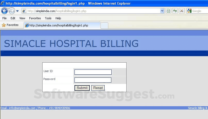 Simacle Hospital Management System Screenshot 1