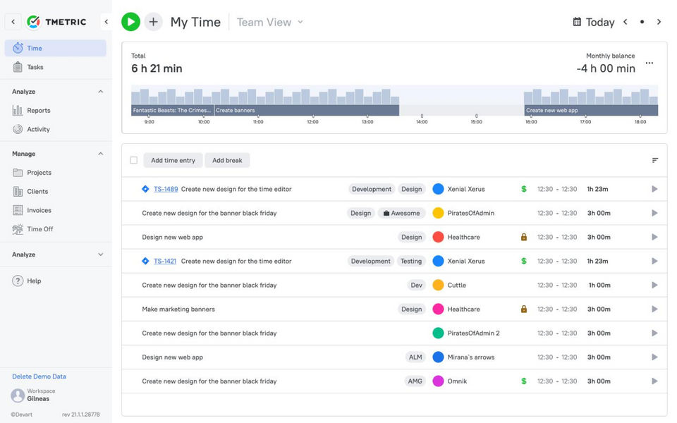 TMetric Screenshot 1