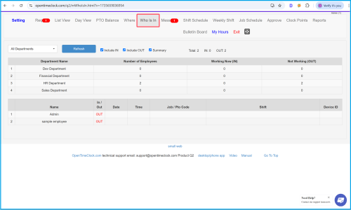 OpenTimeClock Screenshot 1
