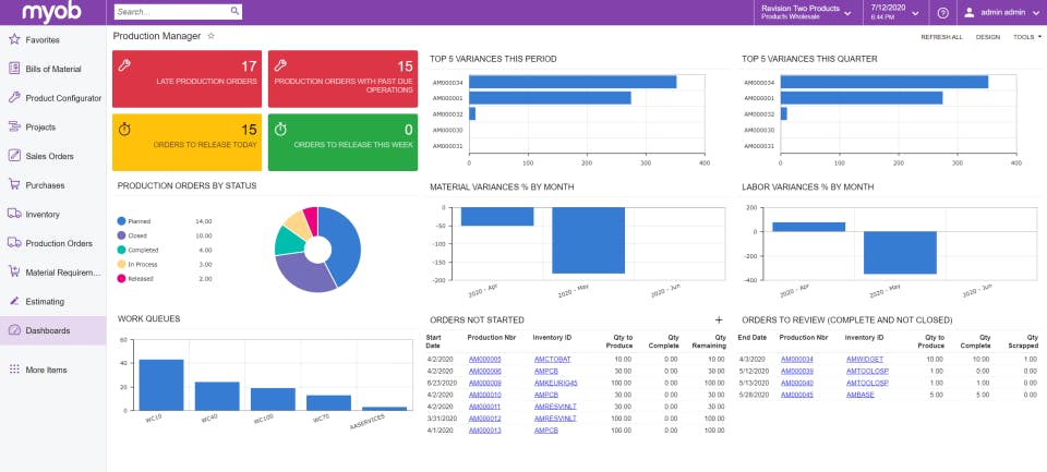 MYOB Advanced Manufacturing Screenshot 1