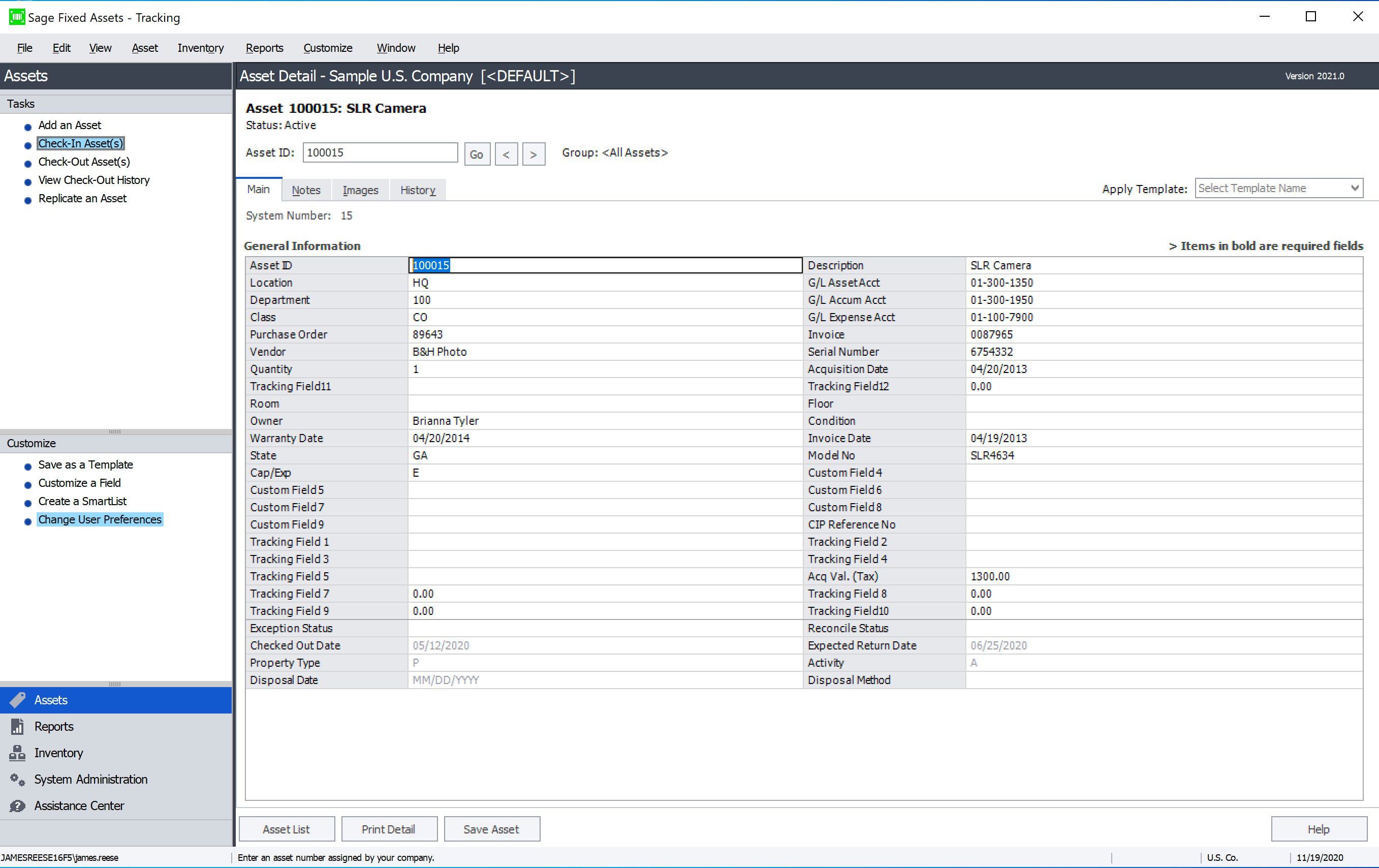 Sage Fixed Assets Screenshot 1