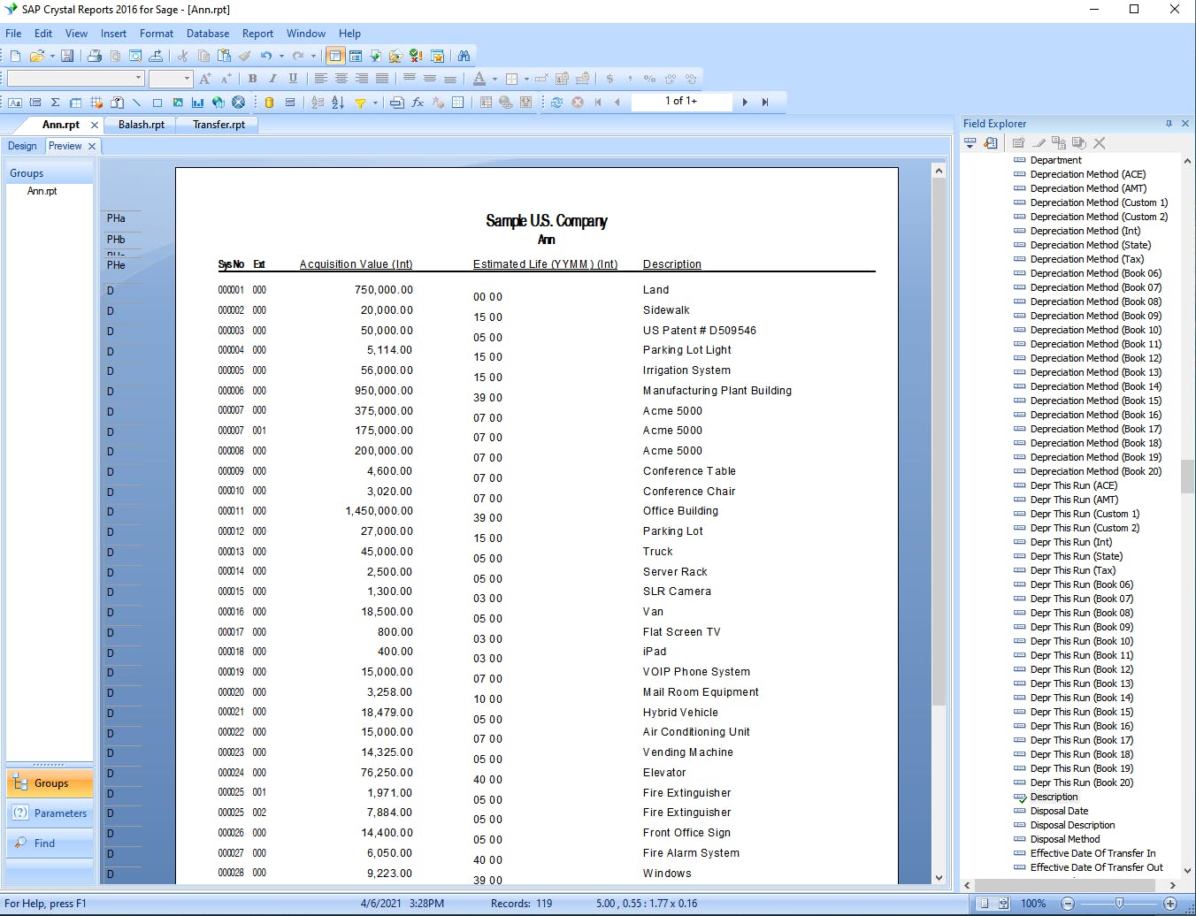 Sage Fixed Assets Screenshot 2