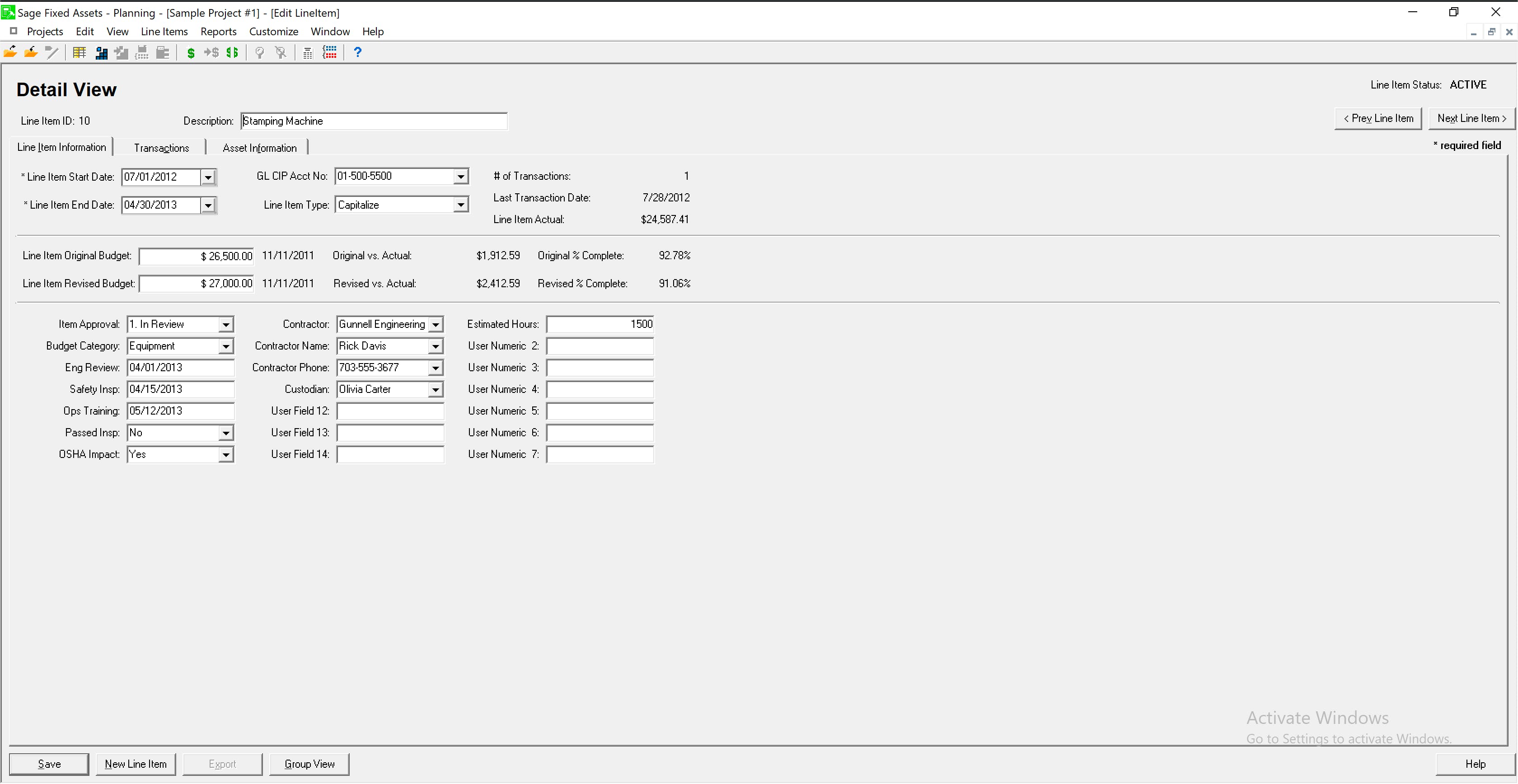Sage Fixed Assets Screenshot 3