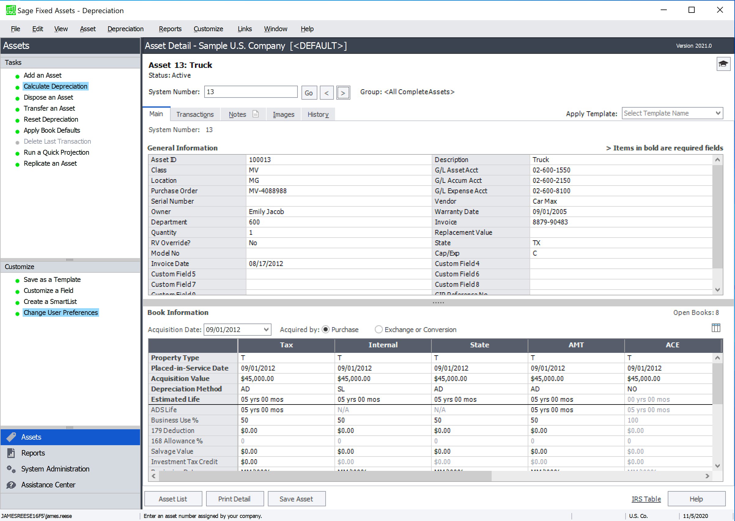 Sage Fixed Assets Screenshot 5