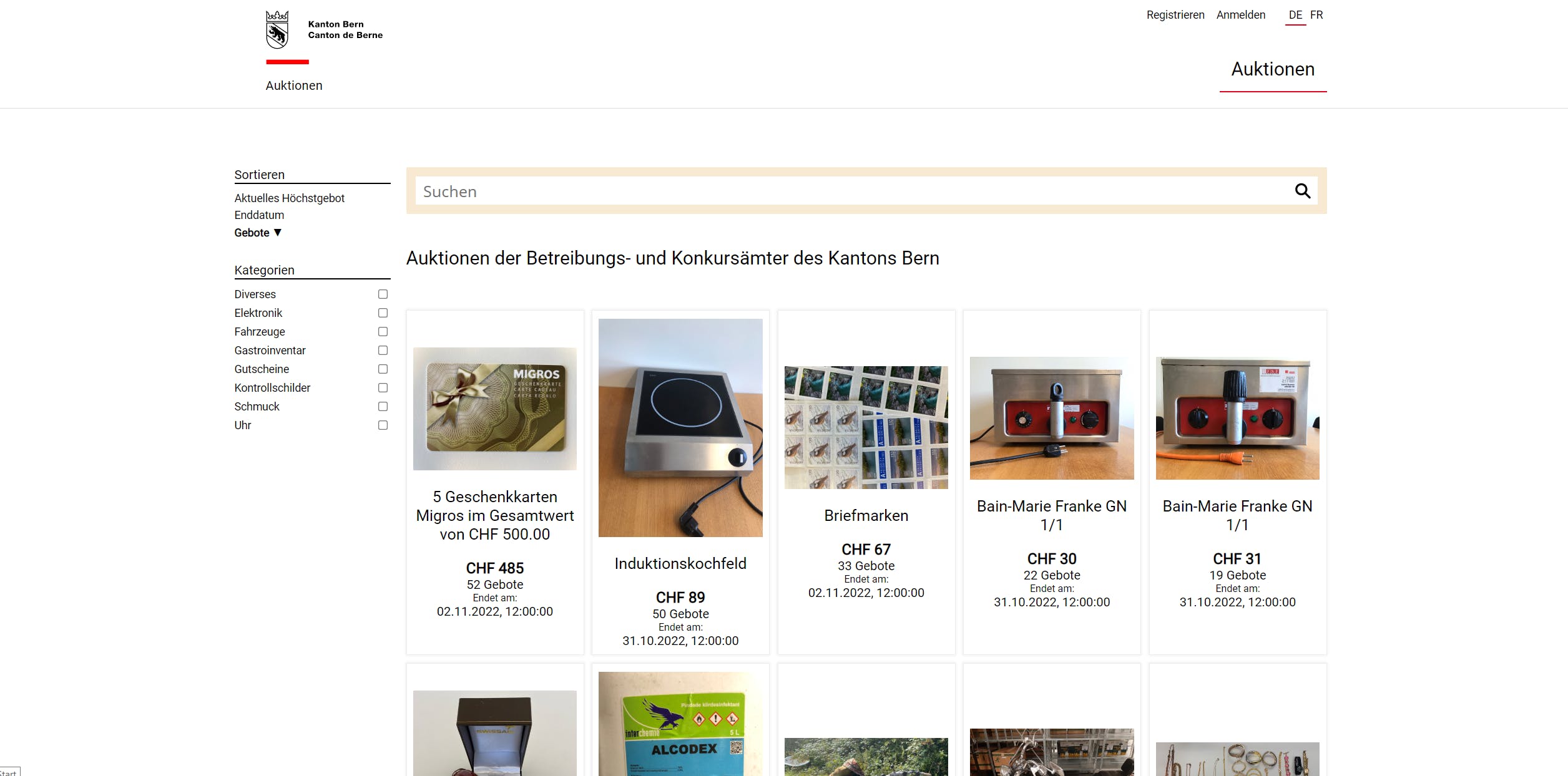 KYBERNA Versteigerungsplattform Screenshot 2