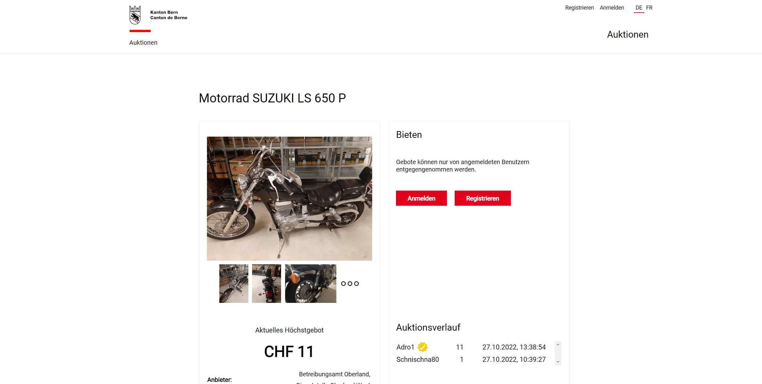 KYBERNA Versteigerungsplattform Screenshot 3