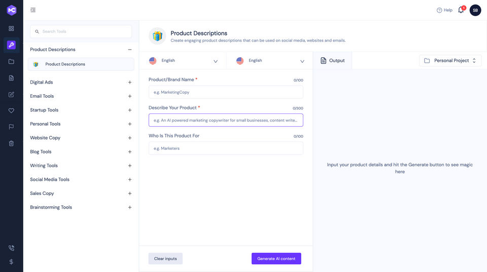 MarketingCopy AI Screenshot 1