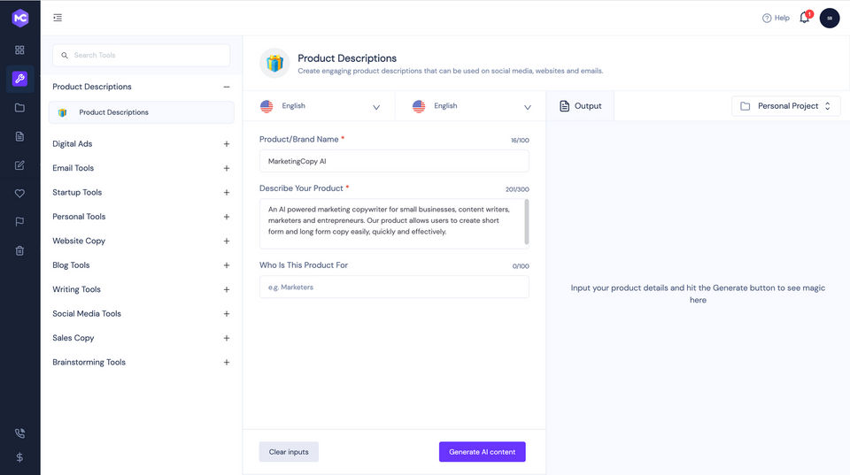 MarketingCopy AI Screenshot 2