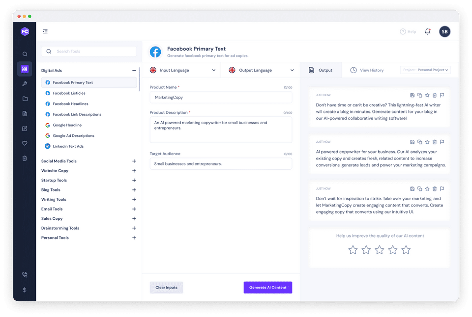 MarketingCopy AI Screenshot 6