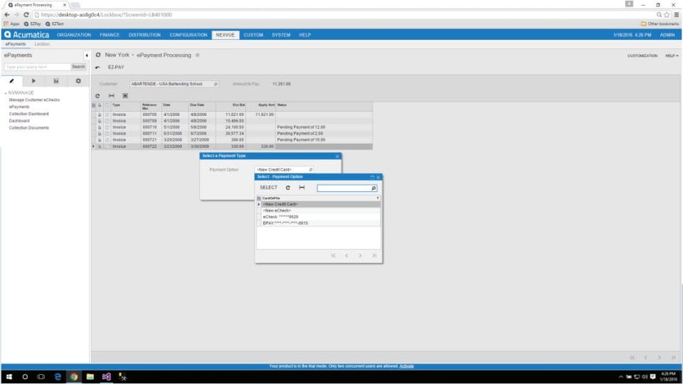EZ Collect for Acumatica Screenshot 1