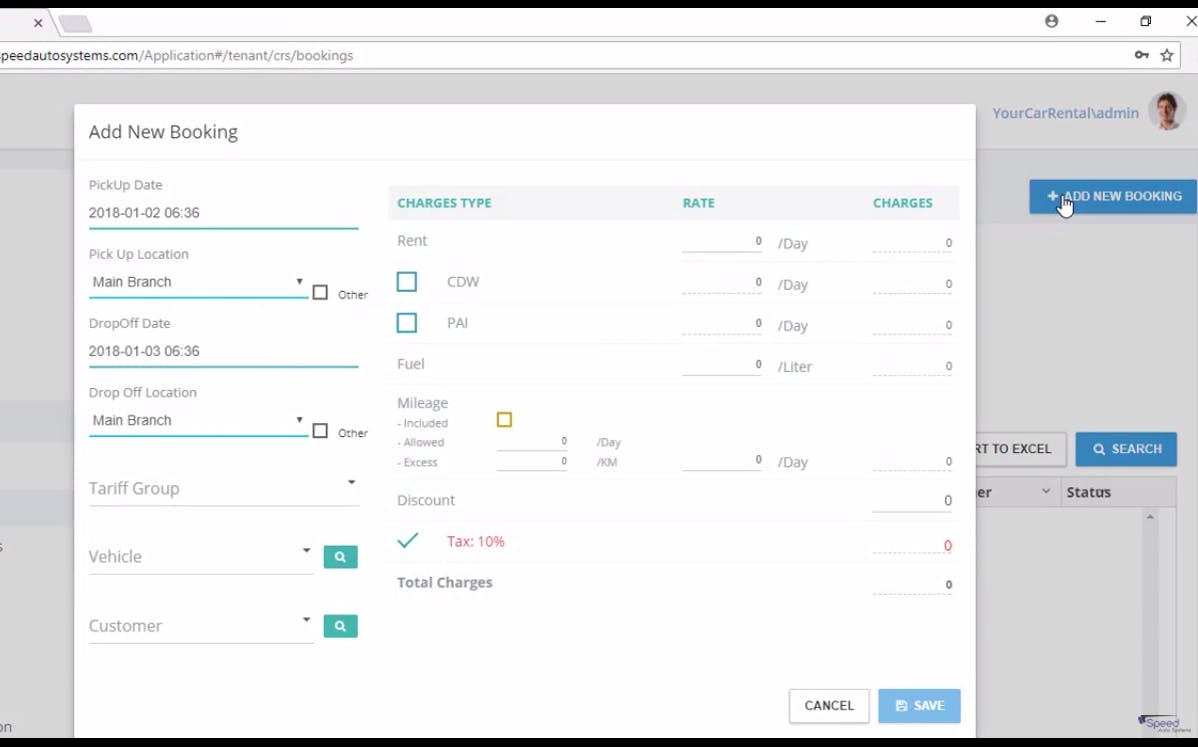 Speed Car Rental System Screenshot 2