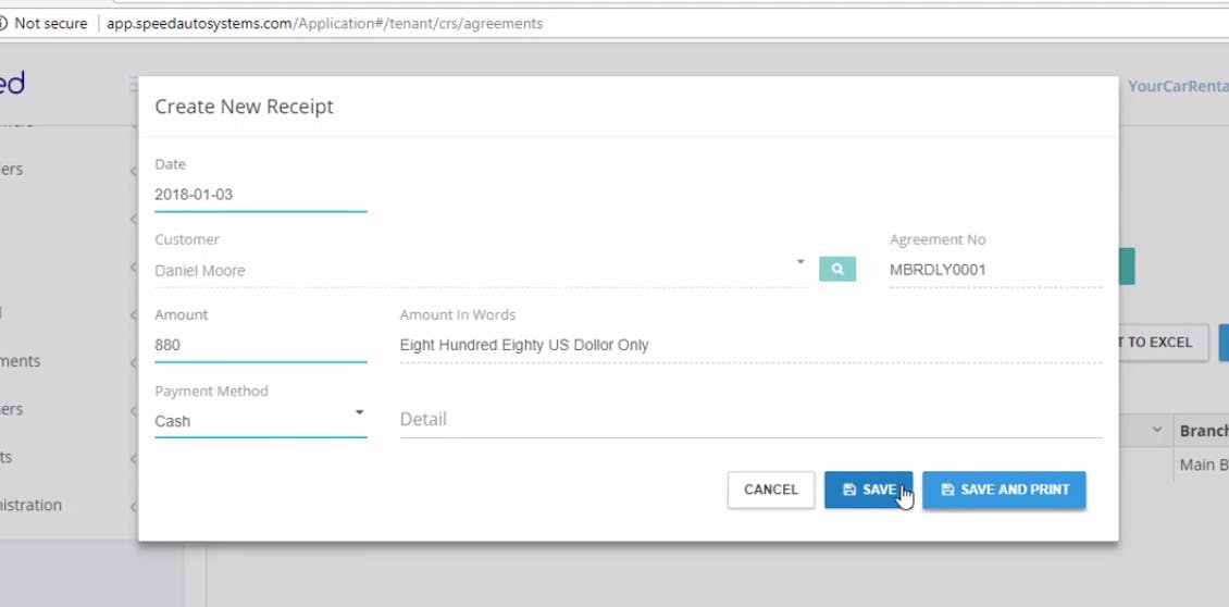 Speed Car Rental System Screenshot 3