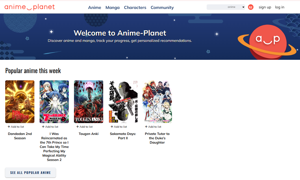 anime planet Screenshot 1