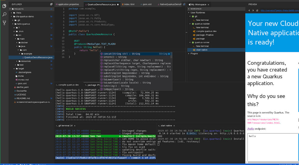 Red Hat CodeReady Workspaces Screenshot 1