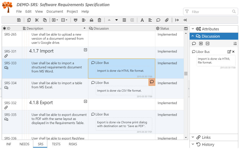 ReqView Screenshot 2