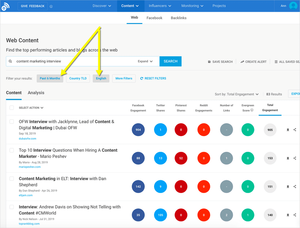 BuzzSumo Screenshot 1